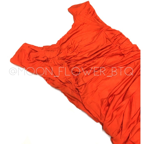 Orange Jersey Summer Mini Bodycon Dress - Picture 3 of 10